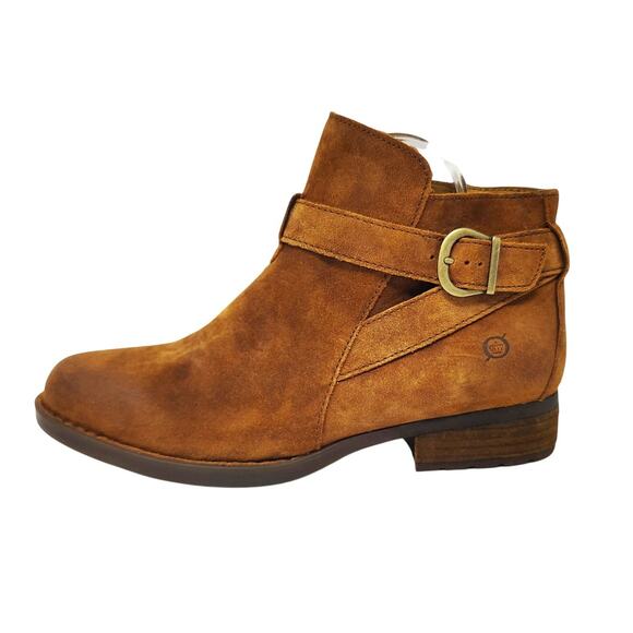 New Born Shoes Womens 9.5 Boots Jorgette Brown Chestnut Leather Ankle Buckle - Picture 1 of 8